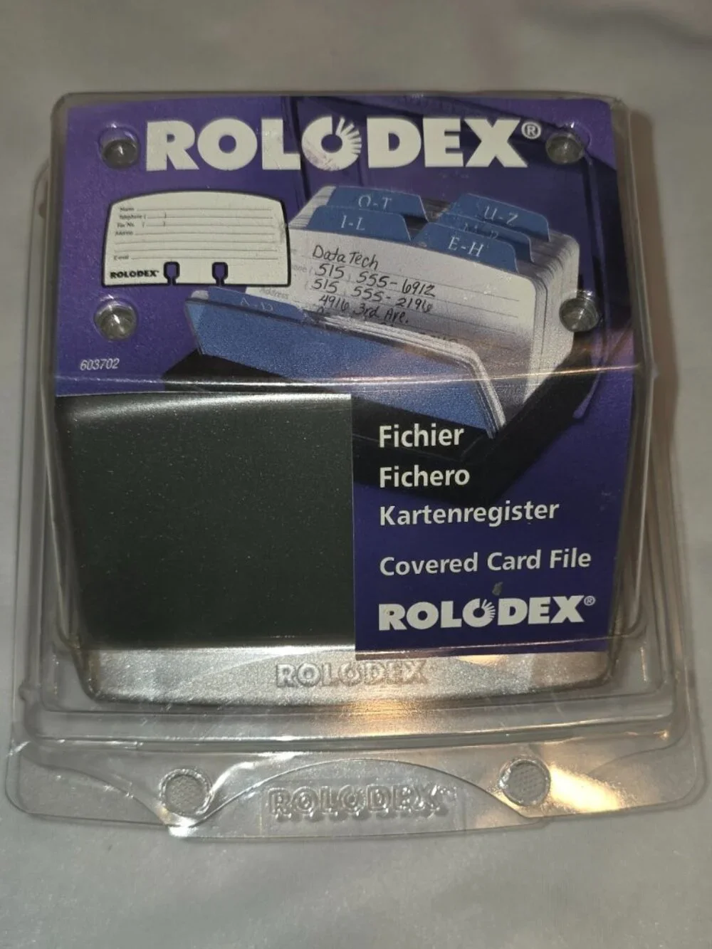 Old Fashioned Rolodex with 125 Cards Vintage Office Supplies Covered Card File